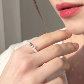 14K GOLD 담수 진주 반지 포인트 큐빅 6월 탄생석 [주문제작]
