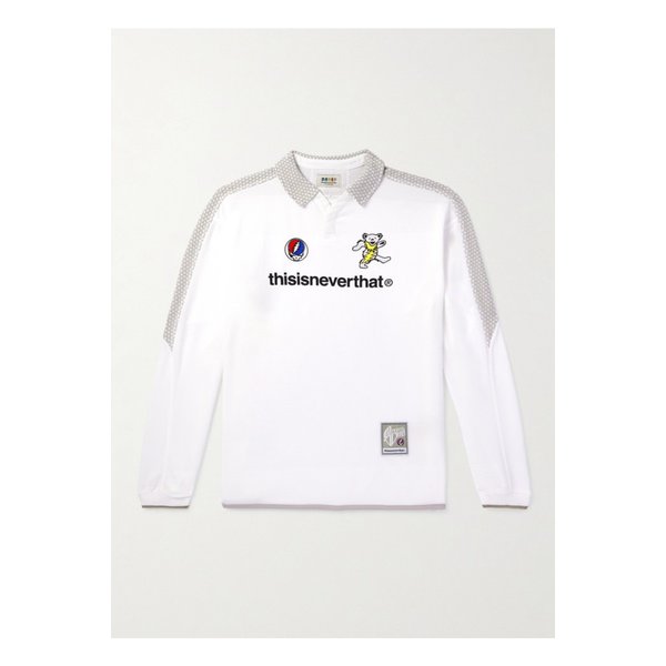 그레이트풀 데드 사커 로고 프린트 자수 저지 폴로 셔츠 화이트 1647597344459395