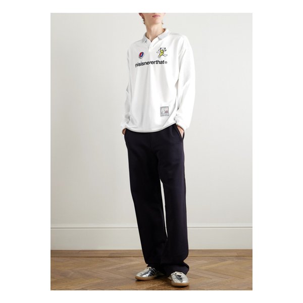 그레이트풀 데드 사커 로고 프린트 자수 저지 폴로 셔츠 화이트 1647597344459395