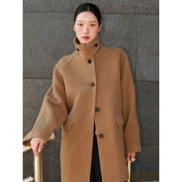 부클 울 벨티드 하프 코트 베이지 VW649