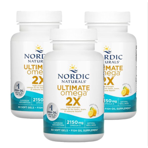 노르딕 내추럴스 얼티메이트 오메가3 2X 2150mg 60소프트젤 X 3통 레몬 맛