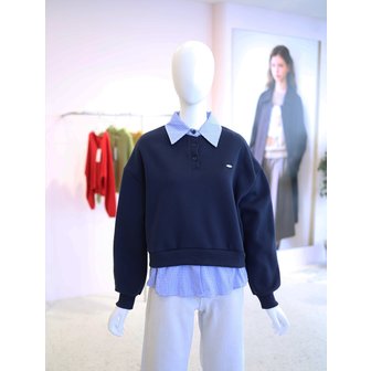 올리브데올리브 [여주점] 여성 체크 셔츠 배색 맨투맨 티셔츠 YW6SE300