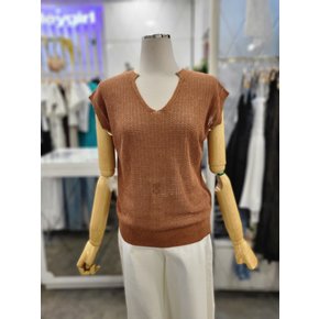 여름 브이넥 캡소매 펀칭 니트 504970