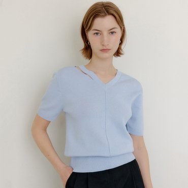 룩캐스트 사라 컷 아웃 니트 탑 / SARAH CUT OUT KNIT TOP_3colors