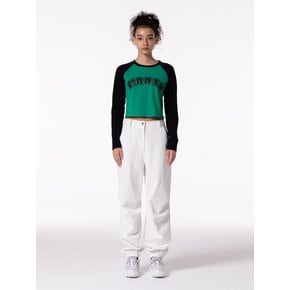 FRONT LOGO EMBROIDERY TUCK PANTS WHITE MBCFPA002WH