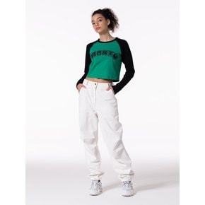 FRONT LOGO EMBROIDERY TUCK PANTS WHITE MBCFPA002WH