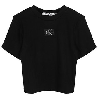 Calvin Klein [부산점] 캘빈클라인 블랙 모노로고 크롭 티셔츠 J20J221595 BEH
