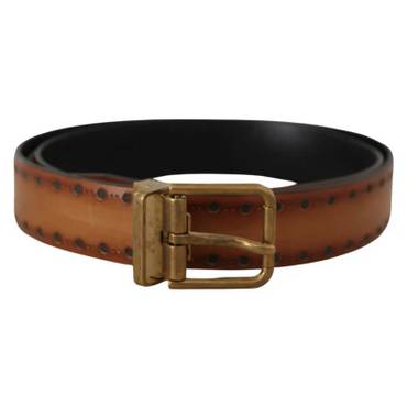 이스퀘어 4812816 Dolce  Gabbana Elegant Leather Belt with Brass Mens Buckle