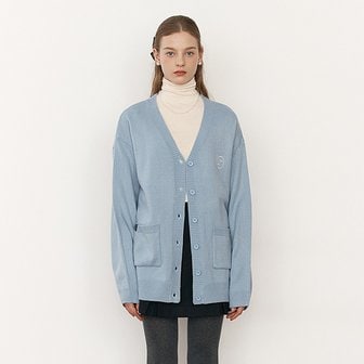 로라로라 V NECK KNIT CARDIGAN LIGHT BLUE