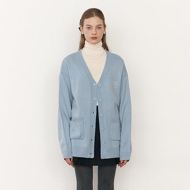 로라로라 V NECK KNIT CARDIGAN LIGHT BLUE