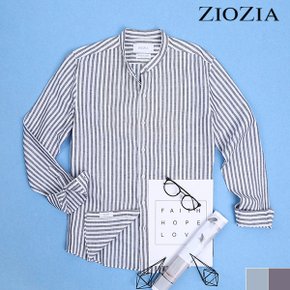 스트라이프 밴드 카라 셔츠 (ABZ2WC1108)
