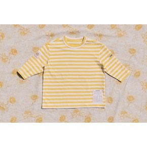 METAL SMILE STRIPED3/4 SLEEVE SHIRT [YELLOW/WHITE]