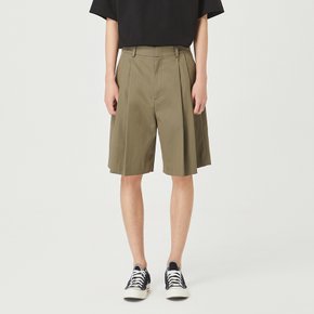 남성 투턱 와이드 하프팬츠 KHAKI