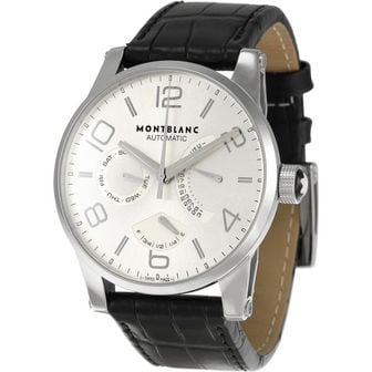  일본 몽블랑 시계 MONTBLANC 남성 102367 타임워커 실버 다이얼 워치 블랙 자동감김 1634615