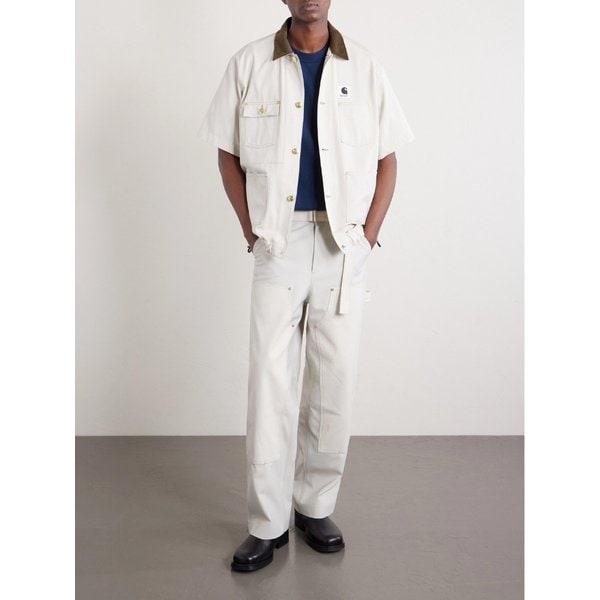 덕 와이드 벨티드 그레인 드 푸드르 코튼 캔버스 팬츠 46376663162959983