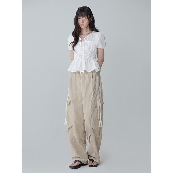 PINTUCK TAPING CARGO PANTS_BEIGE