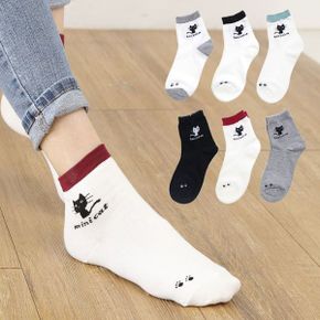 여성 패션 미니캣 양말 데일리 베이직 중목 스니커즈_P386964571