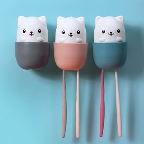 퍼피 욕실 화장실 벽부착 칫솔 면도기 꽂이 양치컵 걸이 거치대 홀더 세트