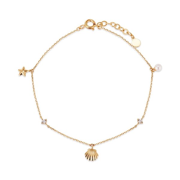 [비앤비골드] 14K 마린 드림 머메이드 쉘 진주 체인 팔찌 MNB41492