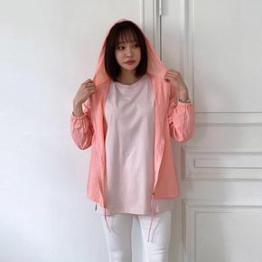 여자 나일론 아노락 경량 바람막이 오버핏 후드 점퍼