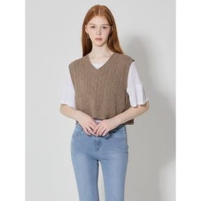 케이블 크롭 조끼  택가격  62000원 _P400671433