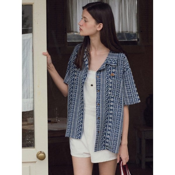 [단독] Ethnic half shirt_French blue(OB6SH05)