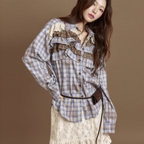 S796 프릴 체크 셔츠