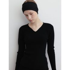 Wool Blended Vneck Pullover  Black (WE3Y51C925)