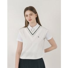 헤지스골프 [25SS] [시즌오프]화이트 여성 경량 우븐 베스트 HWJU5B312OW