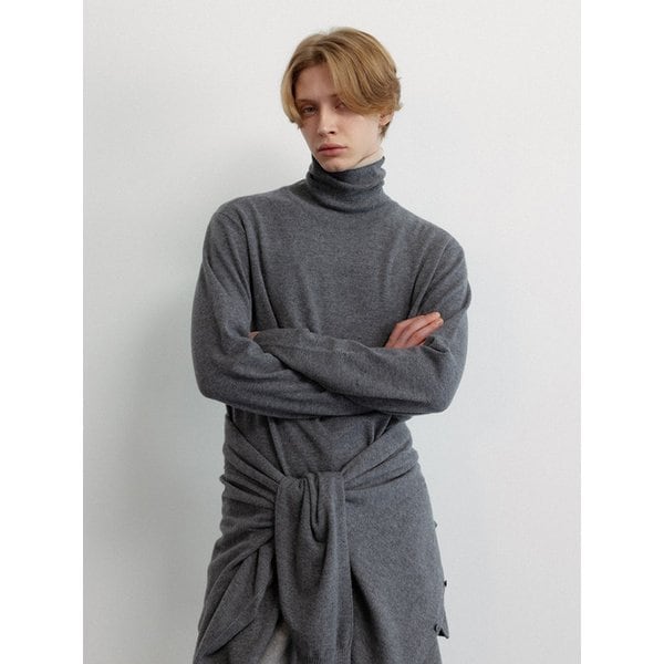 Pure merino wool turtle neck pullover_Smoky grey
