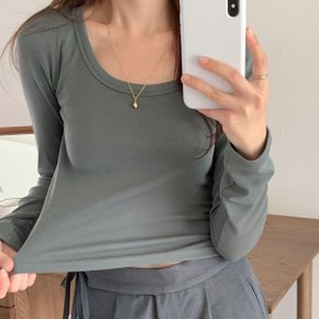 여자 슬림 쫀쫀한상의 이너티 스쿱넥 FW 티셔츠