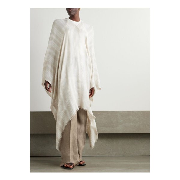 프레이 스트라이프 실크 리넨 혼방 판초 베이지 1647597355700480