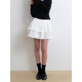 mesh layerd mini cancan skirt - off white