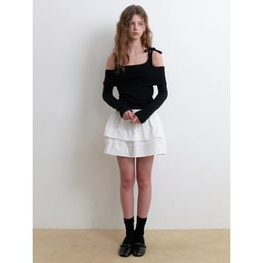 mesh layerd mini cancan skirt - off white