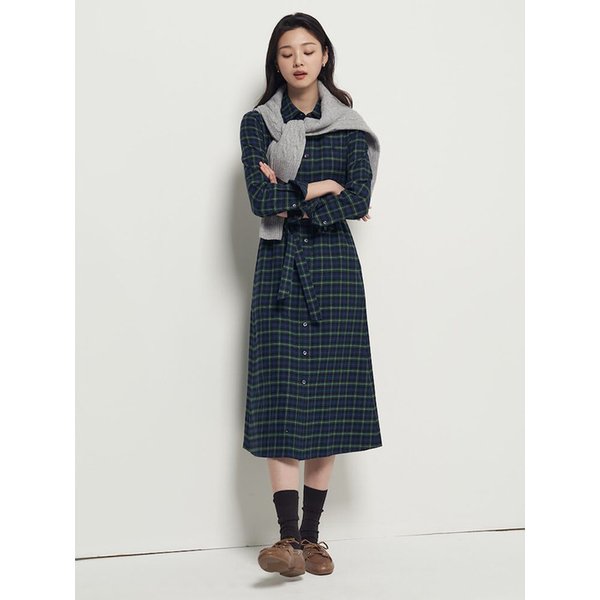 타탄체크 셔츠 원피스  그린 (BF5X71C03M)