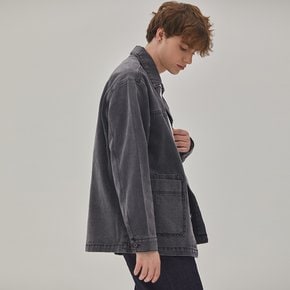 DENIM SQUARE POCKET WORK JACKET GRAY BLACK