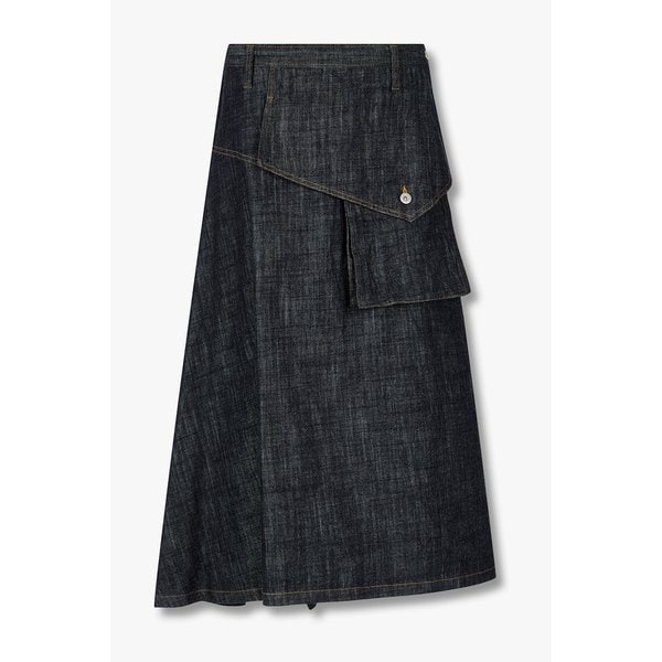 [Y`s]버튼 패치 패널 데님 스커트 6616116100000