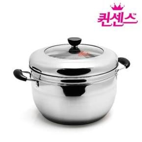 퀸센스 스팀쿠커 스텐 찜솥 찜냄비 찜기 곰솥 IH 냄비 인덕션 들통 대형 식깡 스텐들통 큰냄비 육수통 30cm