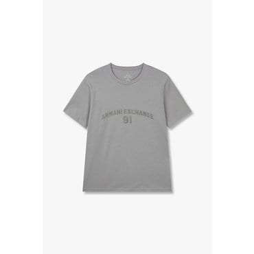 ARMANI EXCHANGE AX 남성 91로고 자수 코튼 티셔츠(A414130033)그레이