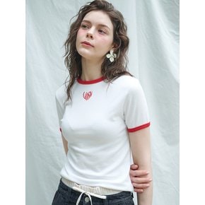 Heart Ringer Short Sleeve T-shirt  Red