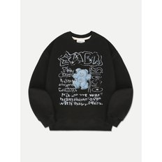 Vintage blue bear  Sweatshirt AMM1212 (Black)