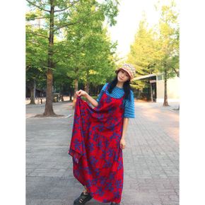 이국적인 플라워 패턴 뷔스티에 레이어드 롱 여름 원피스_P430525155