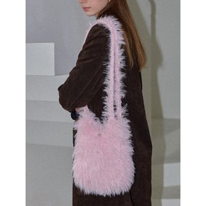 Coton de Tulear Fur Handmade Crochet Shoulder Bag (+Metal comb necklace) _ Pink