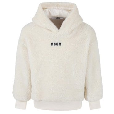 MSGM 22FW 키즈 여성 로고 자수 울 후드티 MS029278 013