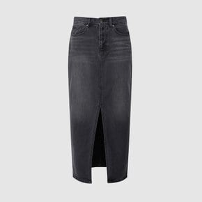 여성 앞트임 데님 H라인 롱스커트 D GREY