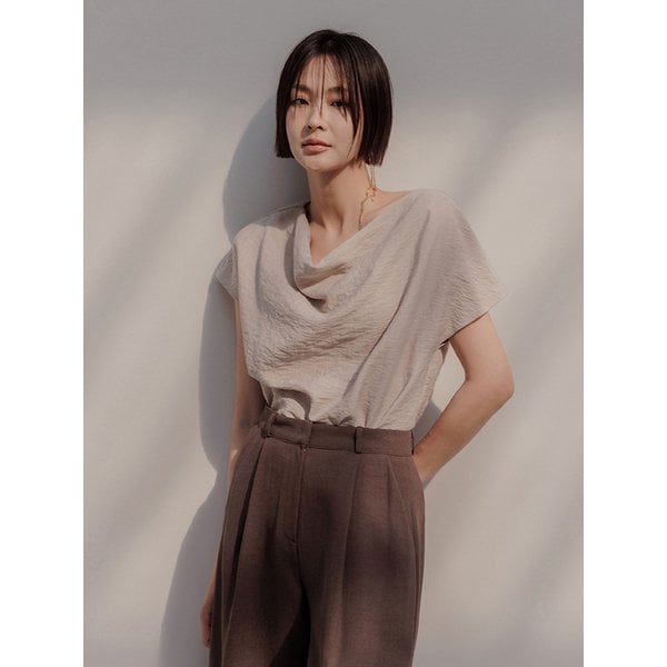 린넨블랜드 웨이브 블라우스(베이지)