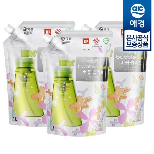 순샘 버블 올리브 주방세제 리필 1L x3개