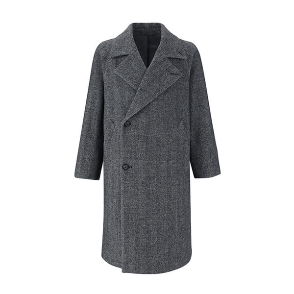 남성 하이넥 와이드 라펠 코트 (BLACK)