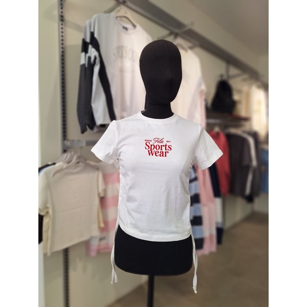 [여주점] FS2RSH2153F OWH 여성 셔링 그래픽 반팔티셔츠