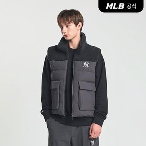 MLB [엠엘비코리아공식] 우븐 믹스 후리스 베스트 NY (Charcoal Grey)